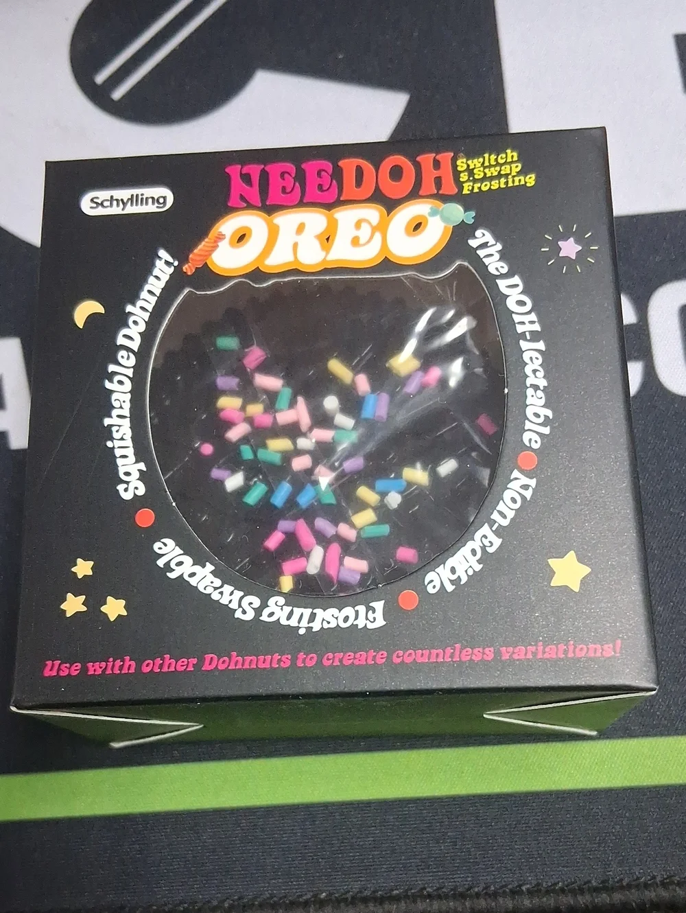 Needoh Oreo Black Doughnut with Multicolor Sprinkles